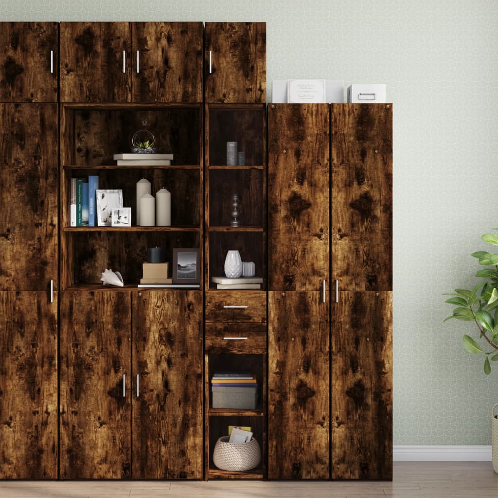 vidaXL Slim Storage Cabinet Smoked Oak 30x42,5x225 cm Engineered Wood