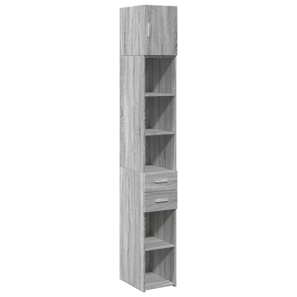 vidaXL Slim Storage Cabinet Grey Sonoma 30x42,5x225 cm Engineered Wood