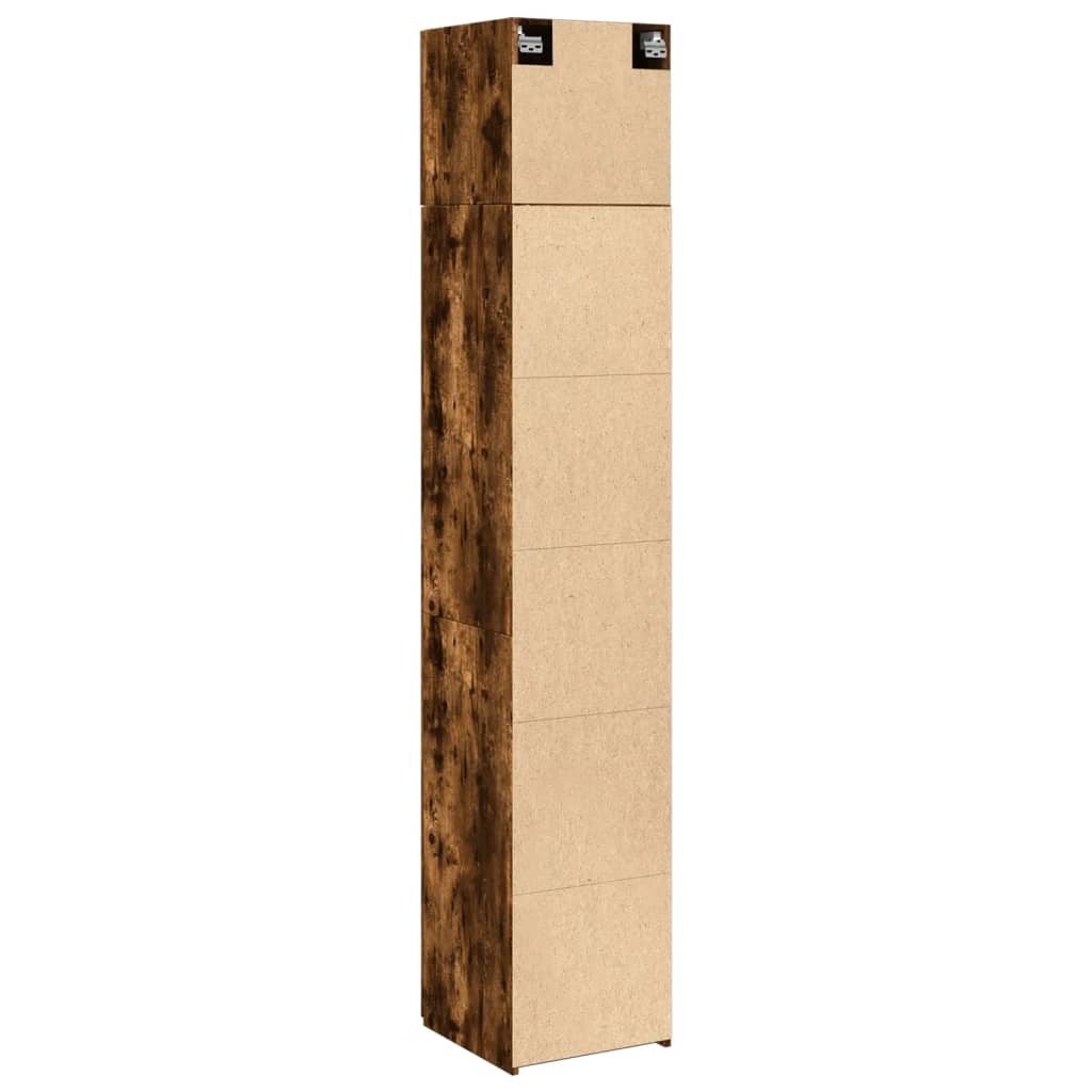 vidaXL Slim Storage Cabinet Smoked Oak 40x42.5x225 cm Engineered Wood