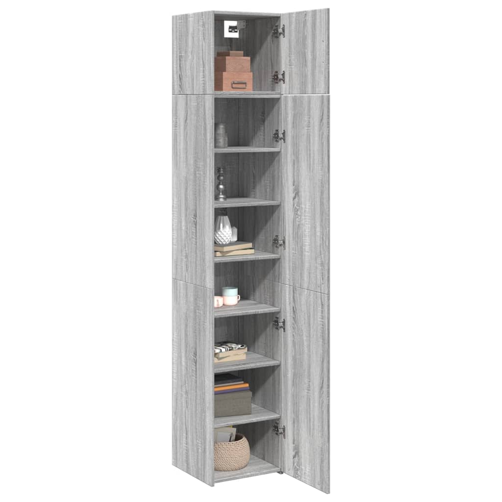 vidaXL Slim Storage Cabinet Grey Sonoma 40x42,5x225 cm Engineered Wood