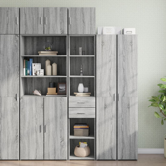 vidaXL Slim Storage Cabinet Grey Sonoma 40x42.5x225 cm Engineered Wood
