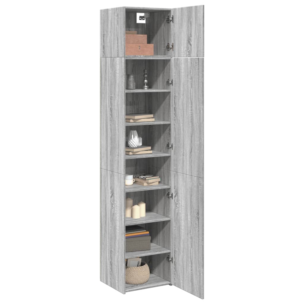 vidaXL Slim Storage Cabinet Grey Sonoma 45x42,5x225 cm Engineered Wood