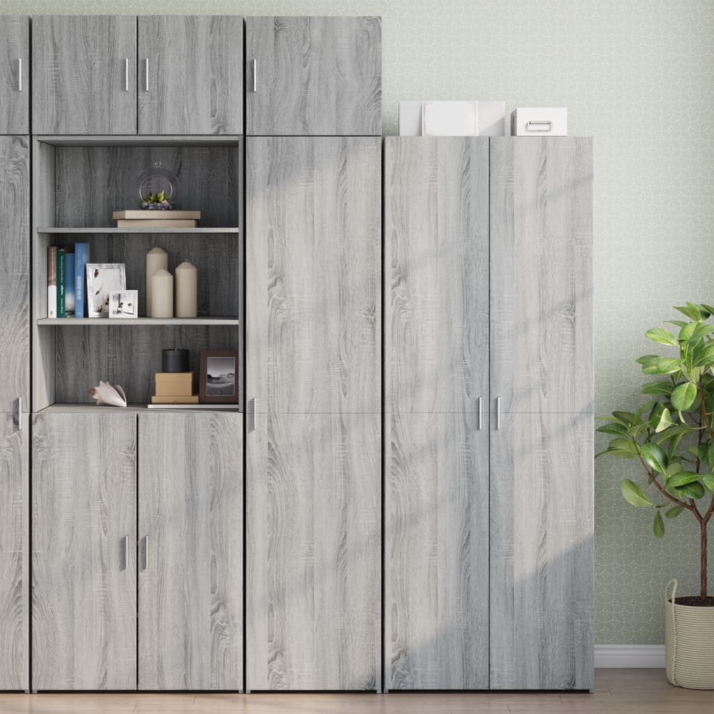 vidaXL Slim Storage Cabinet Grey Sonoma 45x42,5x225 cm Engineered Wood