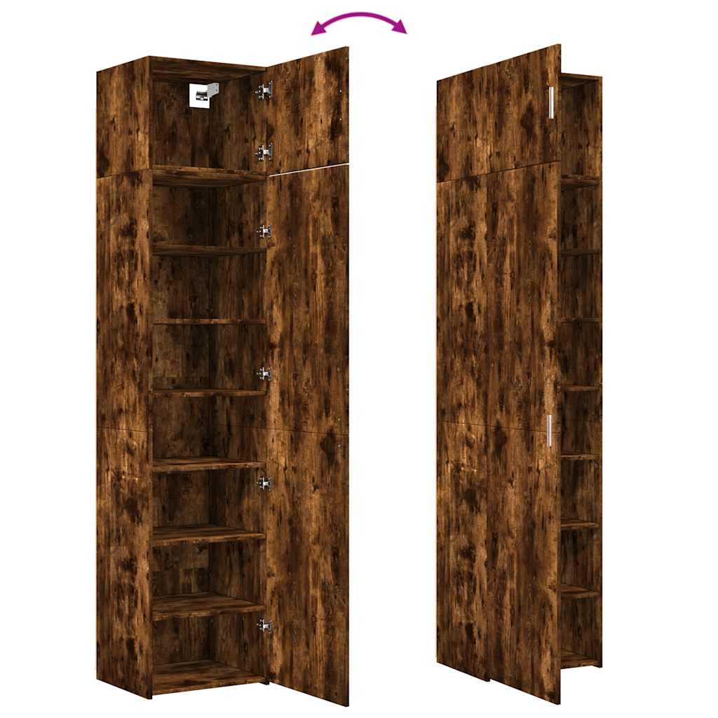 vidaXL Slim Storage Cabinet Smoked Oak 50x42.5x225 cm Engineered Wood
