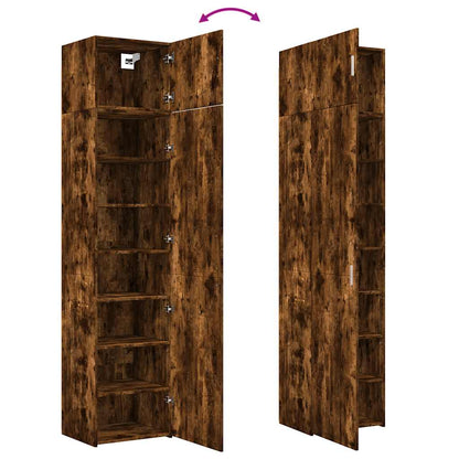 vidaXL Slim Storage Cabinet Smoked Oak 50x42.5x225 cm Engineered Wood