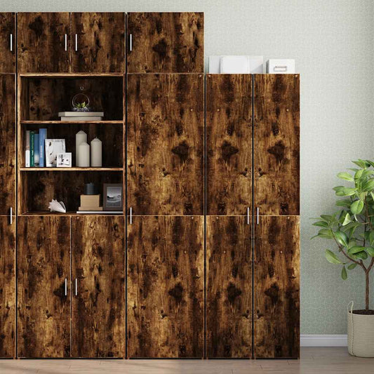 vidaXL Slim Storage Cabinet Smoked Oak 50x42.5x225 cm Engineered Wood