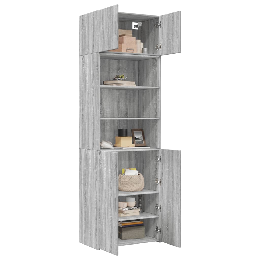 vidaXL Storage Cabinet Grey Sonoma 70x42,5x225 cm Engineered Wood