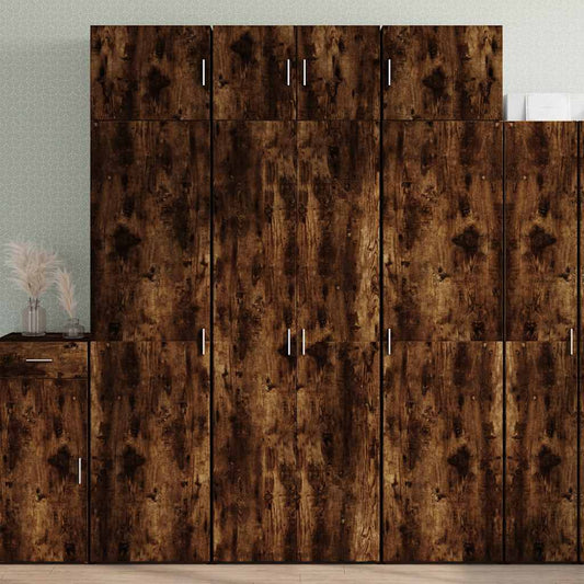 vidaXL Storage Cabinet Smoked Oak 70x42.5x225 cm Engineered Wood