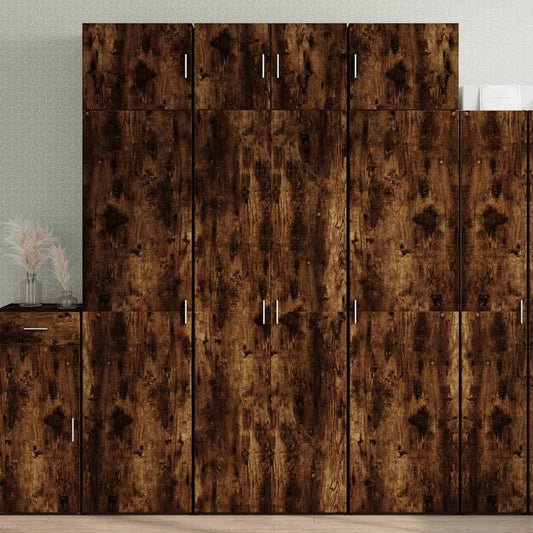 vidaXL Storage Cabinet Smoked Oak 70x42.5x225 cm Engineered Wood