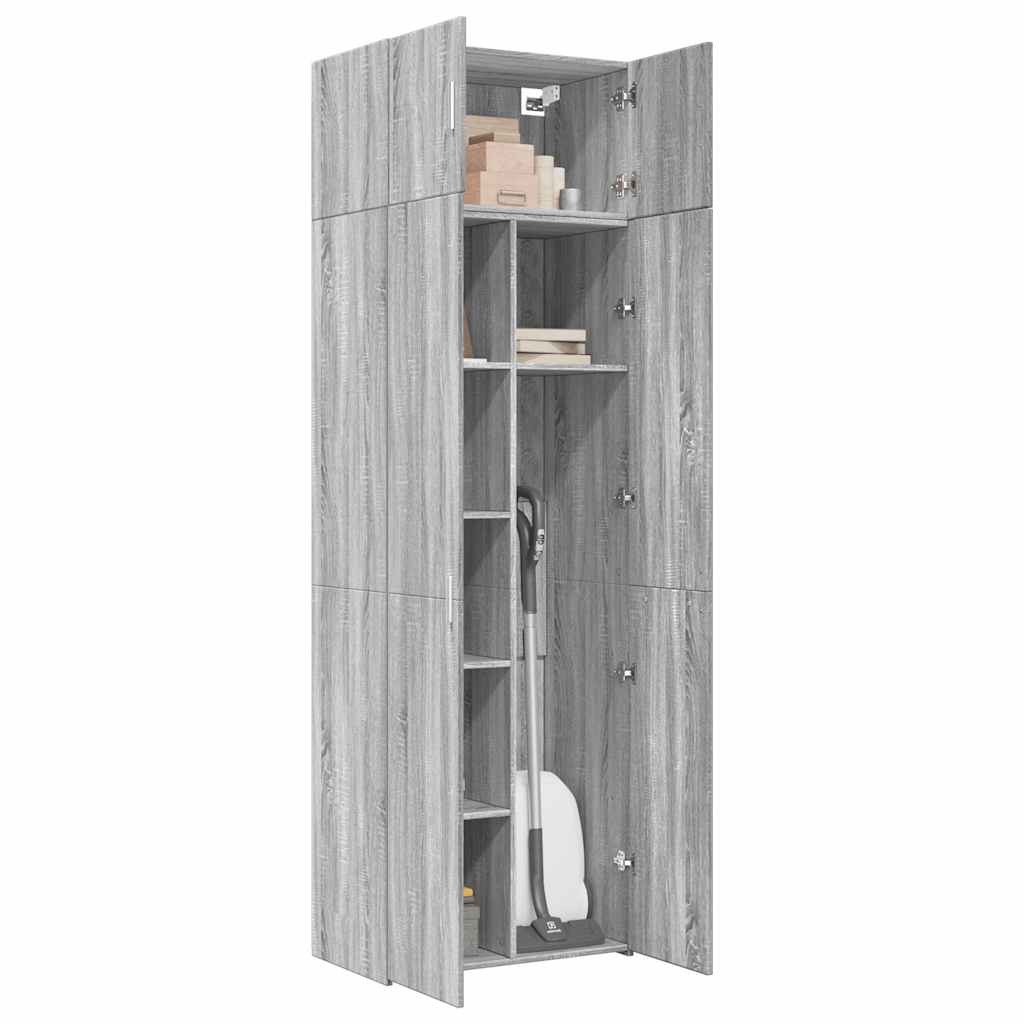 vidaXL Storage Cabinet Grey Sonoma 70x42,5x225 cm Engineered Wood