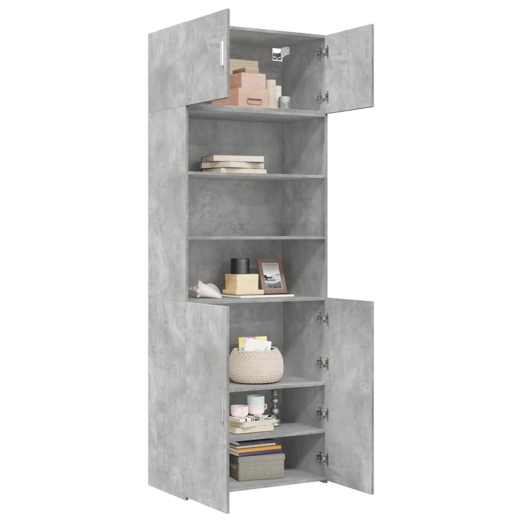 vidaXL Storage Cabinet Concrete Grey 80x42,5x225 cm Engineered Wood