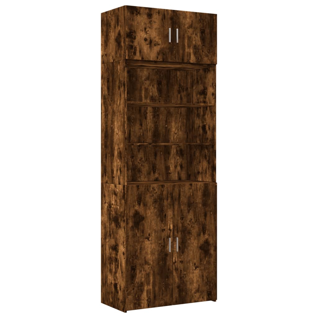vidaXL Storage Cabinet Smoked Oak 80x42,5x225 cm Engineered Wood