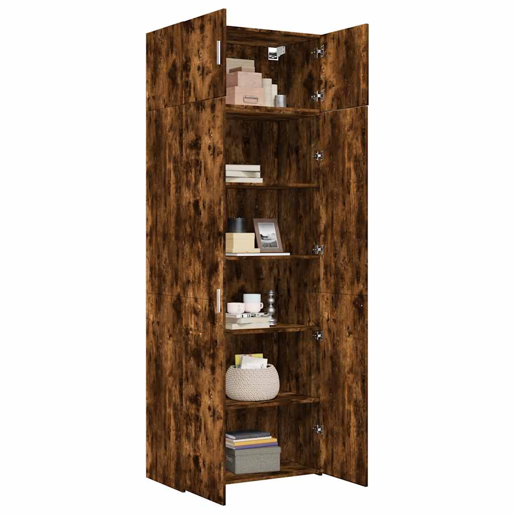 vidaXL Storage Cabinet Smoked Oak 80x42,5x225 cm Engineered Wood