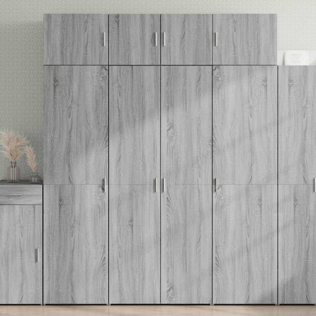 vidaXL Storage Cabinet Grey Sonoma 80x42,5x225 cm Engineered Wood
