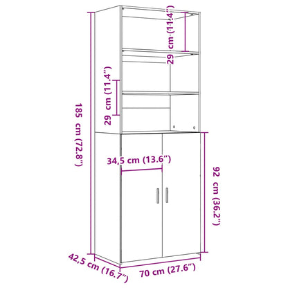 vidaXL Highboard Sonoma Oak 70x42.5x185 cm Engineered Wood