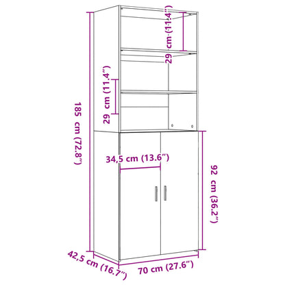 vidaXL Highboard Grey Sonoma 70x42.5x185 cm Engineered Wood