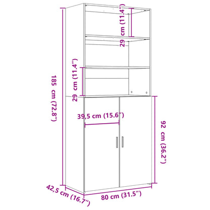 vidaXL Highboard Concrete Grey 80x42.5x185 cm Engineered Wood