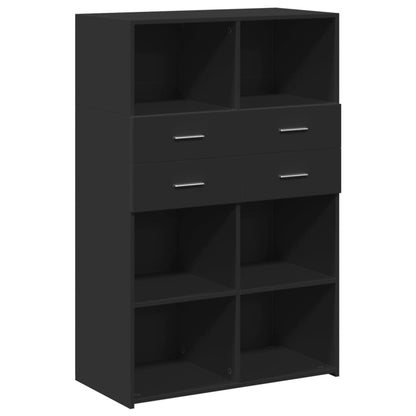 vidaXL Highboard | Black | Engineered wood | 124 cm tall, 80 cm wide | Highboard