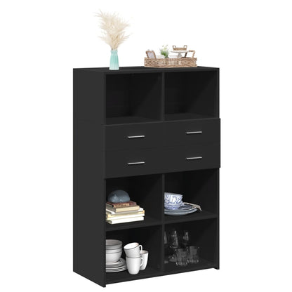 vidaXL Highboard | Black | Engineered wood | 124 cm tall, 80 cm wide | Highboard