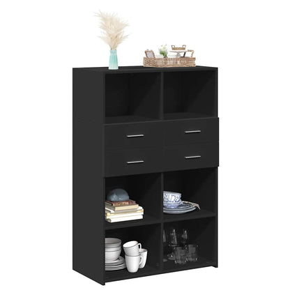 vidaXL Highboard Black 80x42,5x124 cm Engineered Wood