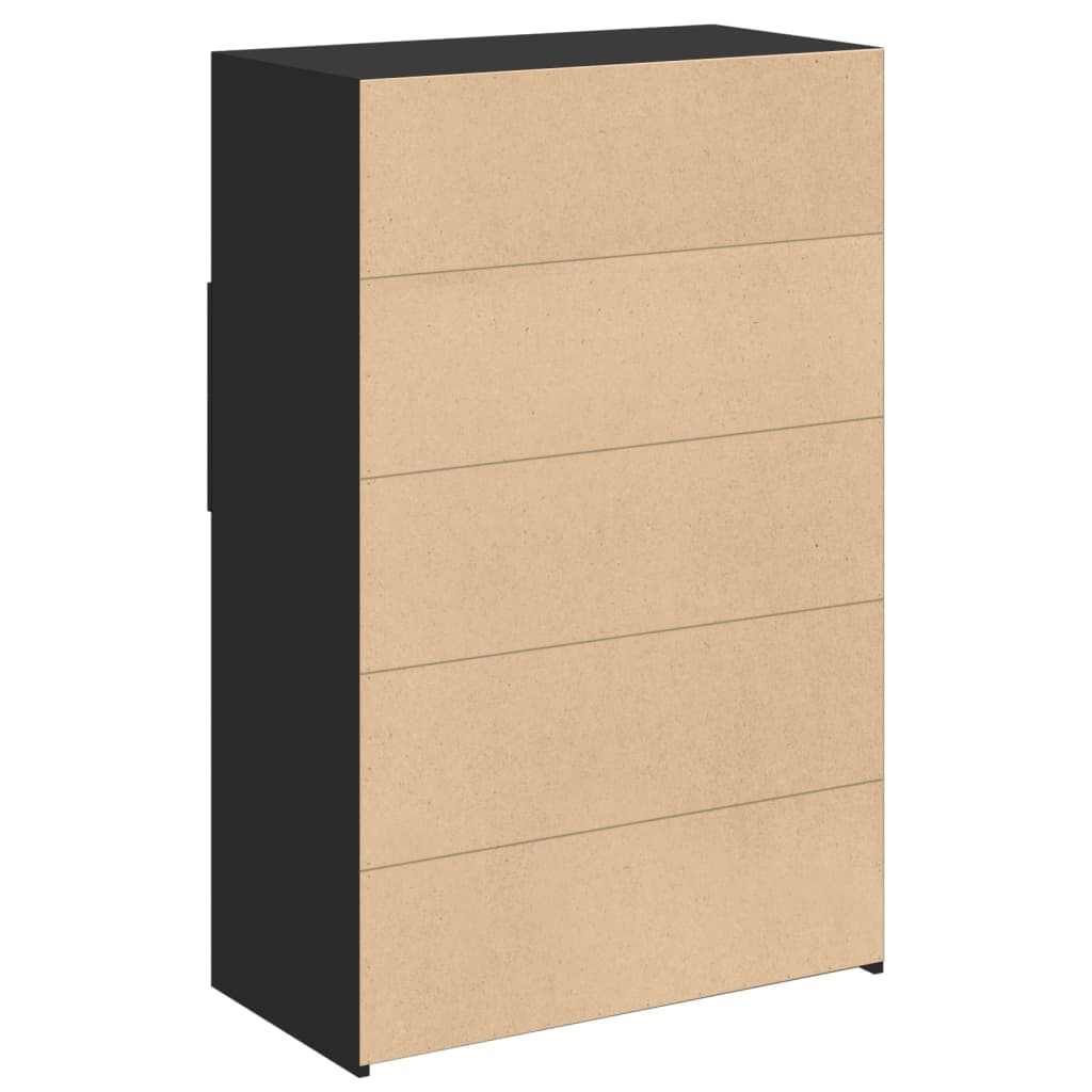 vidaXL Highboard | Black | Engineered wood | 124 cm tall, 80 cm wide | Highboard