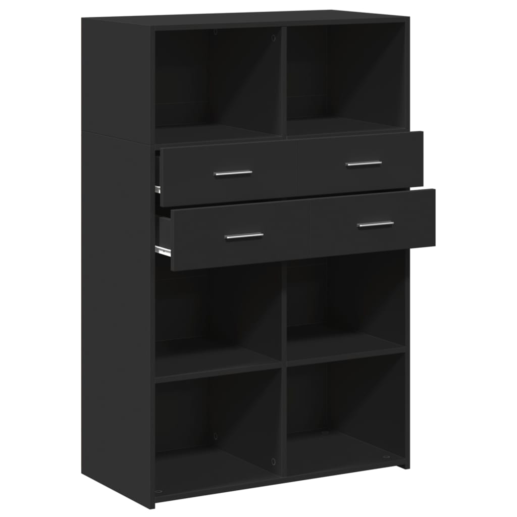 vidaXL Highboard | Black | Engineered wood | 124 cm tall, 80 cm wide | Highboard