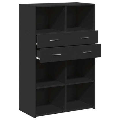 vidaXL Highboard | Black | Engineered wood | 124 cm tall, 80 cm wide | Highboard