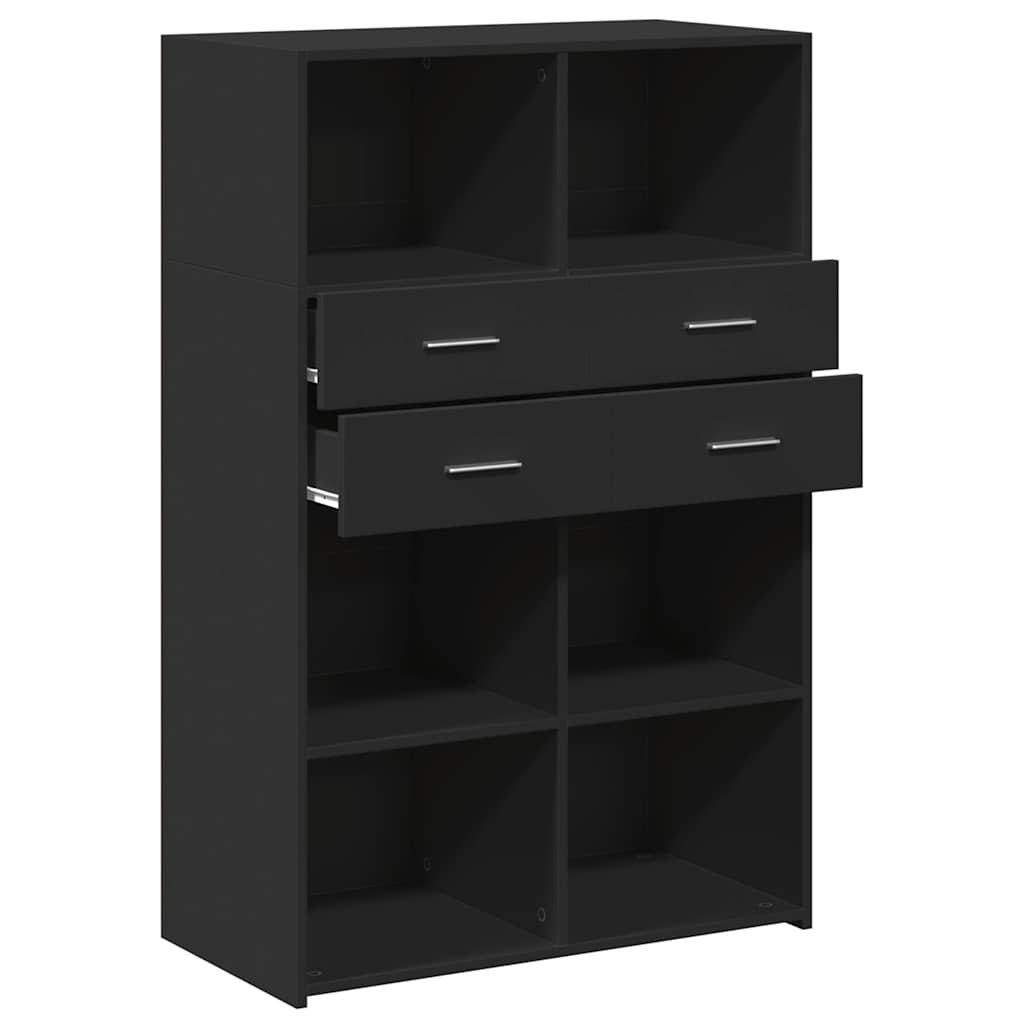 vidaXL Highboard Black 80x42,5x124 cm Engineered Wood