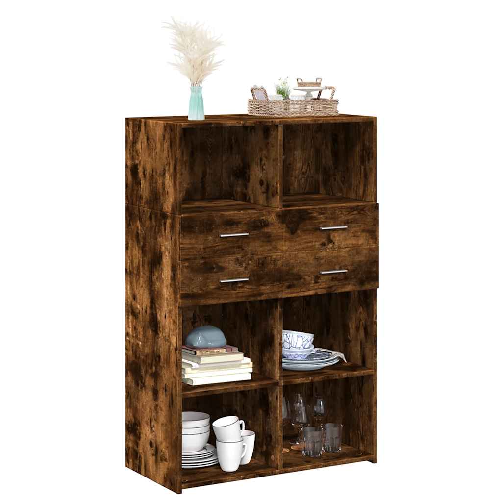 vidaXL Highboard Smoked Oak 80x42,5x124 cm Engineered Wood