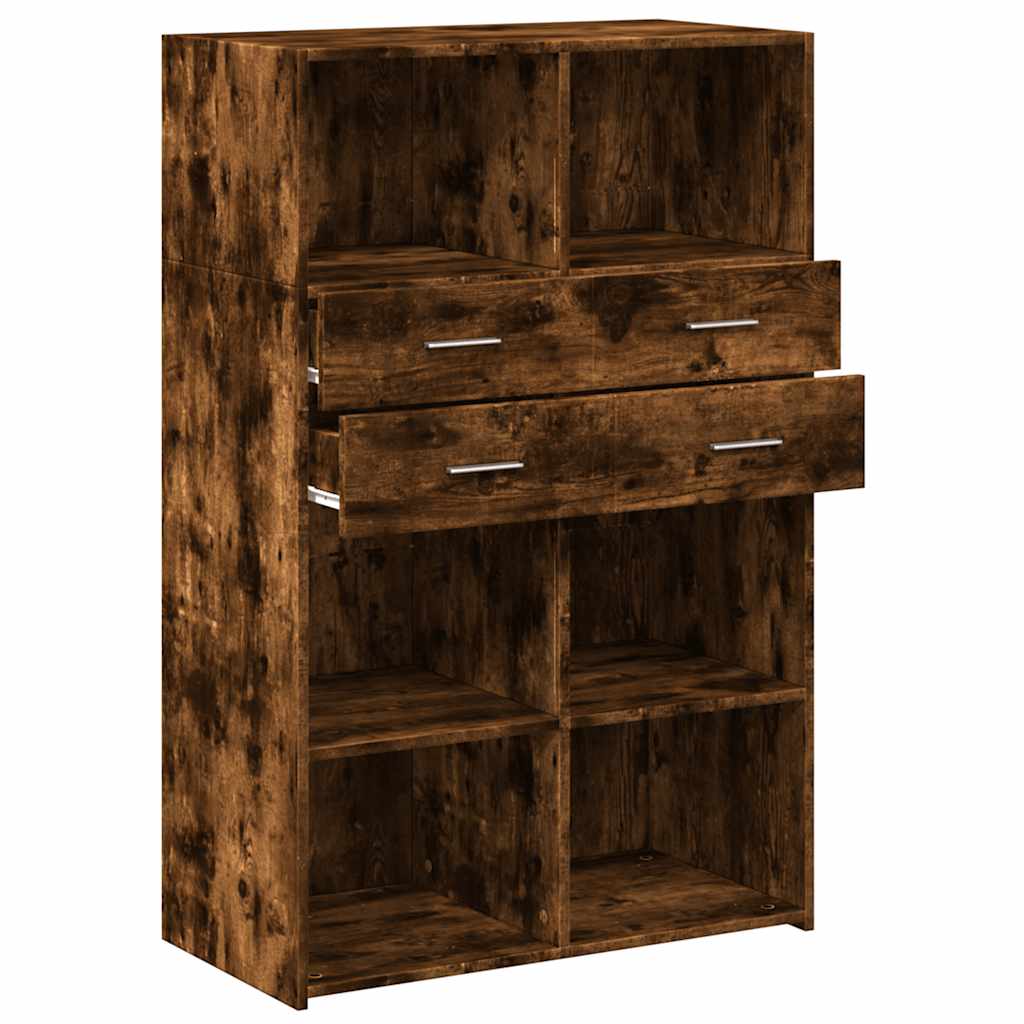 vidaXL Highboard Smoked Oak 80x42,5x124 cm Engineered Wood