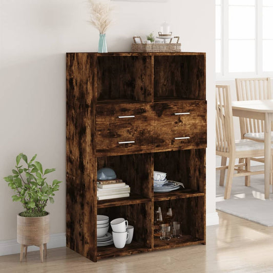 vidaXL Highboard | Smoked oak | Engineered wood | 80x42.5x124 cm | Highboard