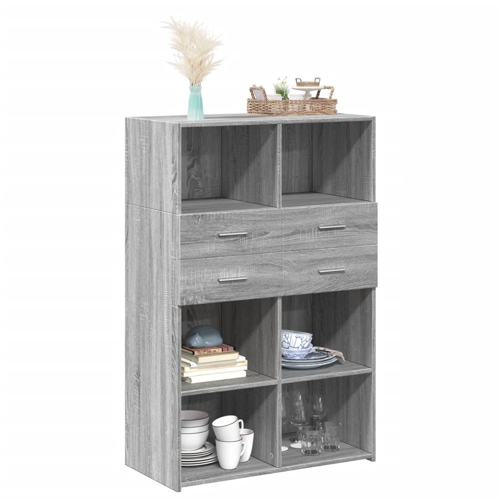 vidaXL Highboard Grey Sonoma 80x42.5x124 cm Engineered Wood
