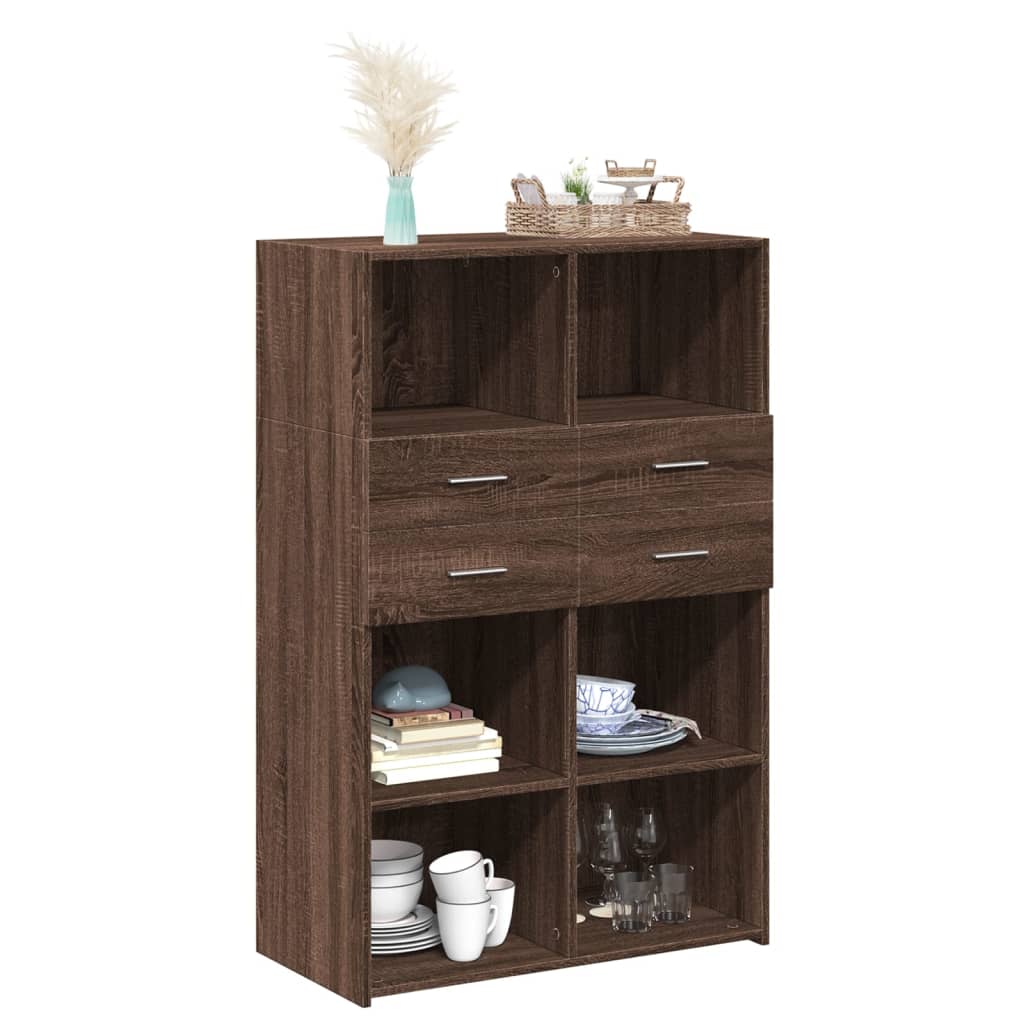 vidaXL Highboard Brown Oak 80x42.5x124 cm Engineered Wood