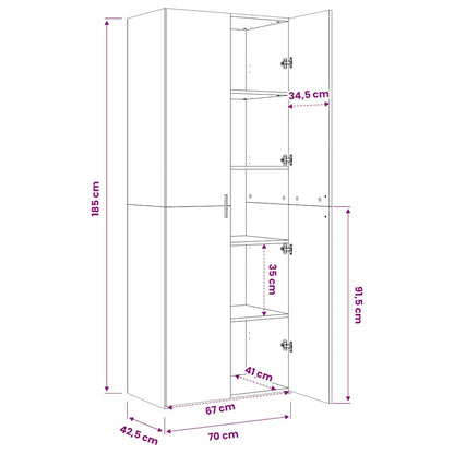 vidaXL Highboard White 70x42.5x185 cm Engineered Wood