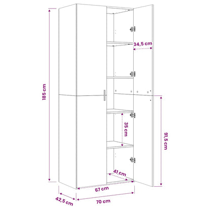 vidaXL Highboard Sonoma Oak 70x42.5x185 cm Engineered Wood