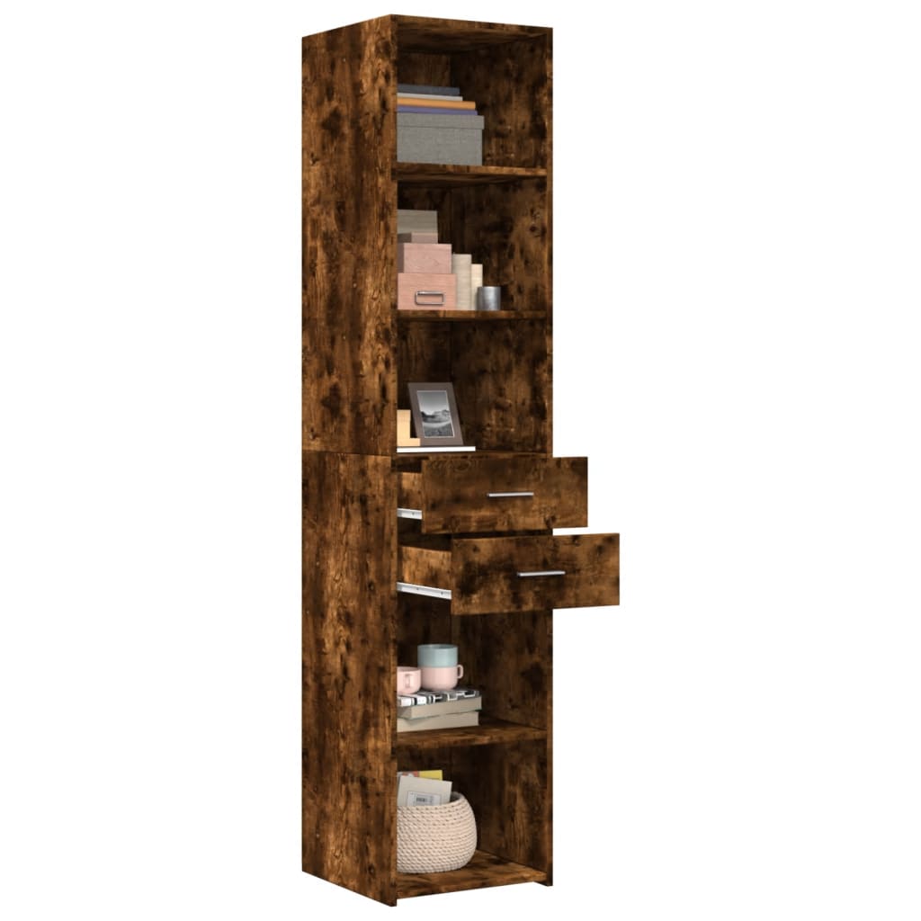 vidaXL Highboard Smoked Oak 40x42,5x185 cm Engineered Wood