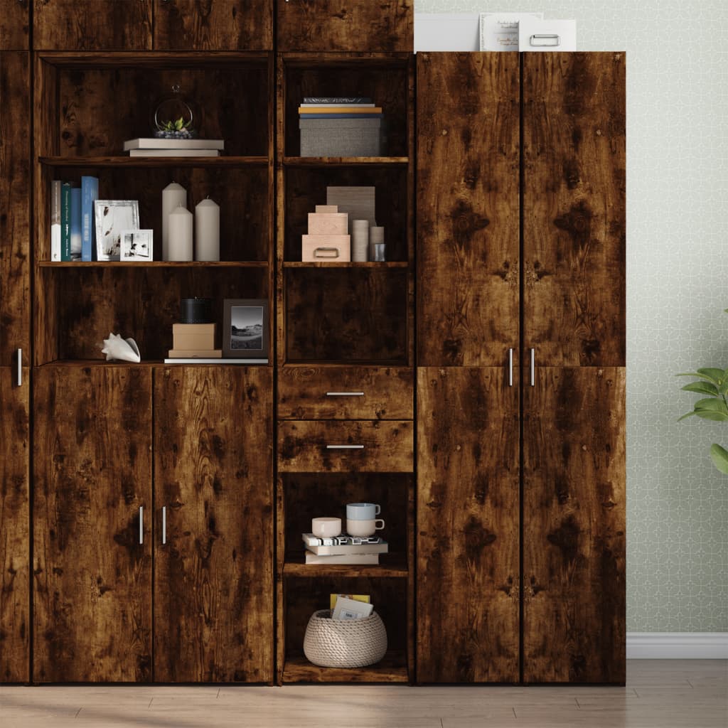 vidaXL Highboard Smoked Oak 40x42,5x185 cm Engineered Wood