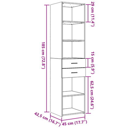 vidaXL Highboard White 45x42,5x185 cm Engineered Wood