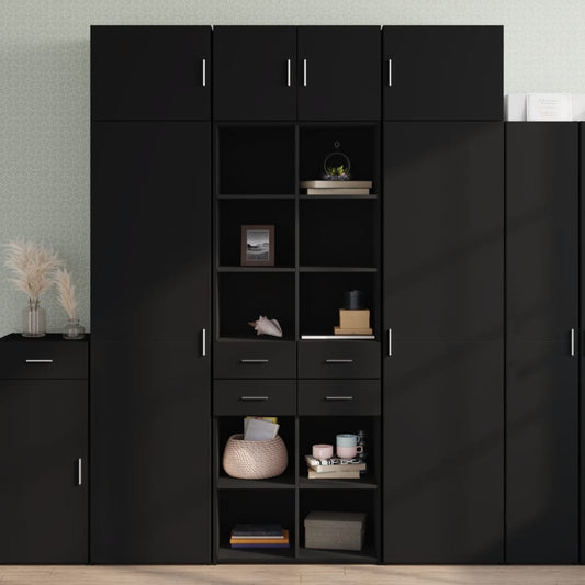 vidaXL Highboard | Black | Engineered Wood | Large | Highboard | Rectangular