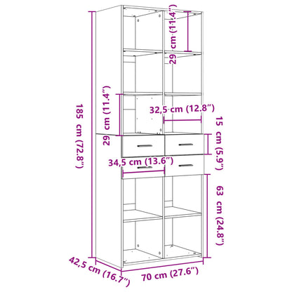 vidaXL Highboard Sonoma Oak 70x42.5x185 cm Engineered Wood