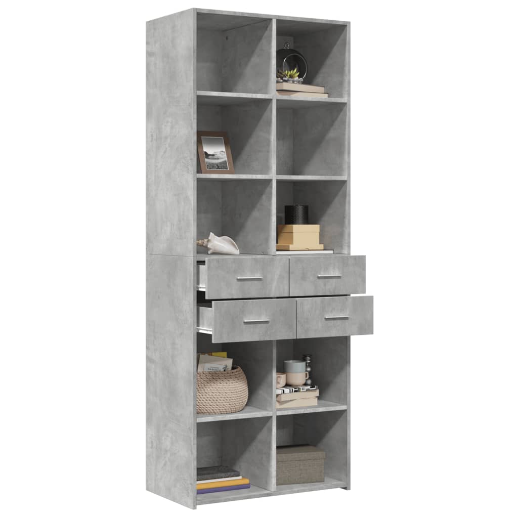 vidaXL Highboard Concrete Grey 70x42,5x185 cm Engineered Wood