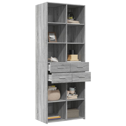 vidaXL Highboard Grey Sonoma 70x42,5x185 cm Engineered Wood