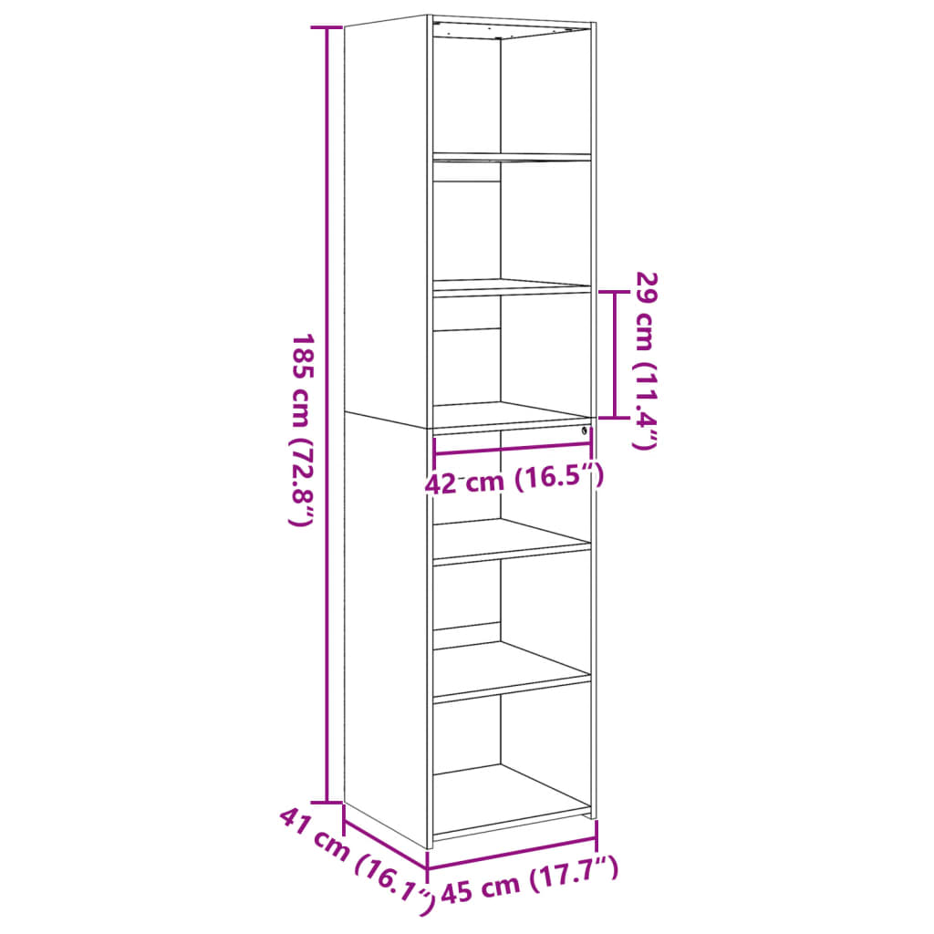 vidaXL Highboard White 45x41x185 cm Engineered Wood