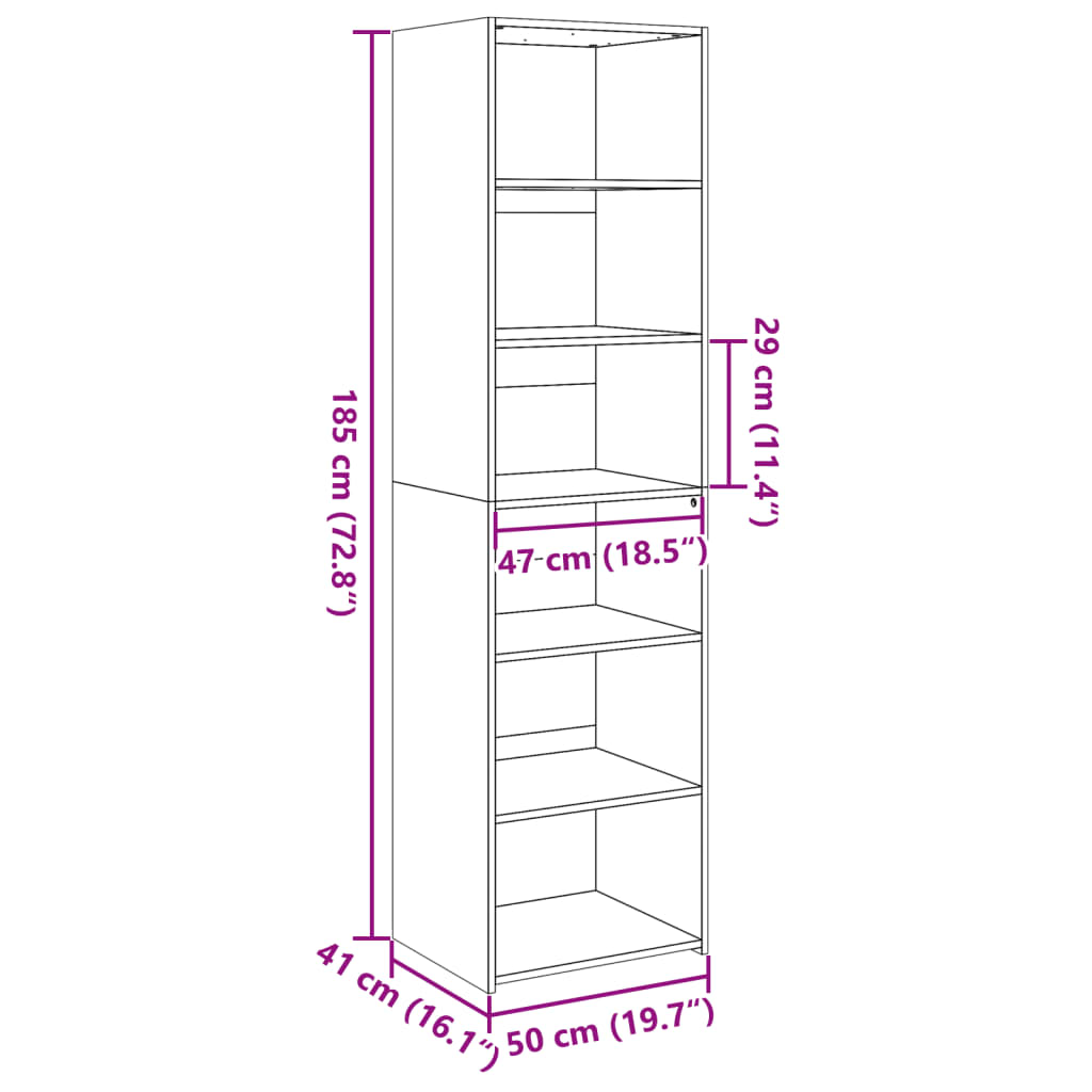 vidaXL Highboard Sonoma Oak 50x41x185 cm Engineered Wood