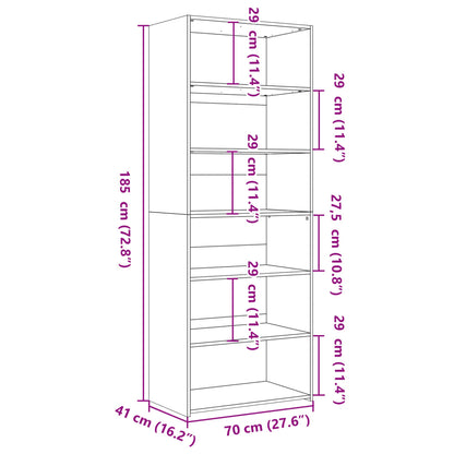 vidaXL Highboard Grey Sonoma 70x41x185 cm Engineered Wood