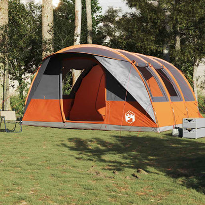 vidaXL Camping Tent Tunnel 5-Person Grey and Orange Waterproof