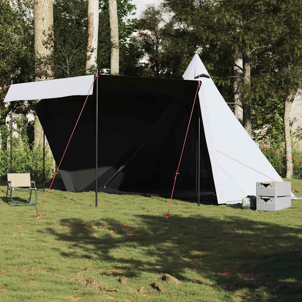 vidaXL Family Tent Tipi 8-Person White Blackout Fabric Waterproof