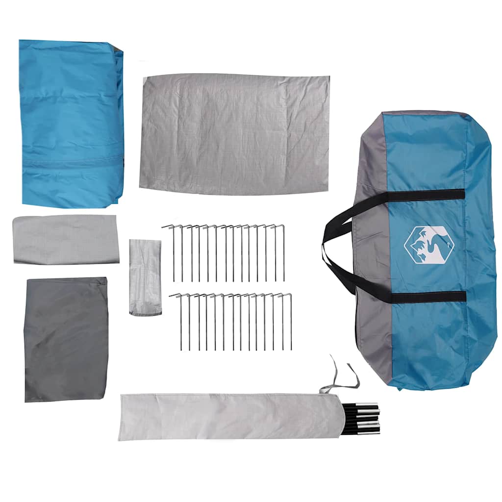 vidaXL Family Tent Tunnel 8-Person Blue Waterproof