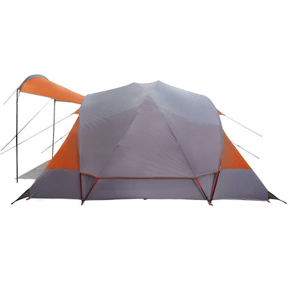 vidaXL Family Tent Tunnel 8-Person Grey and Orange Waterproof