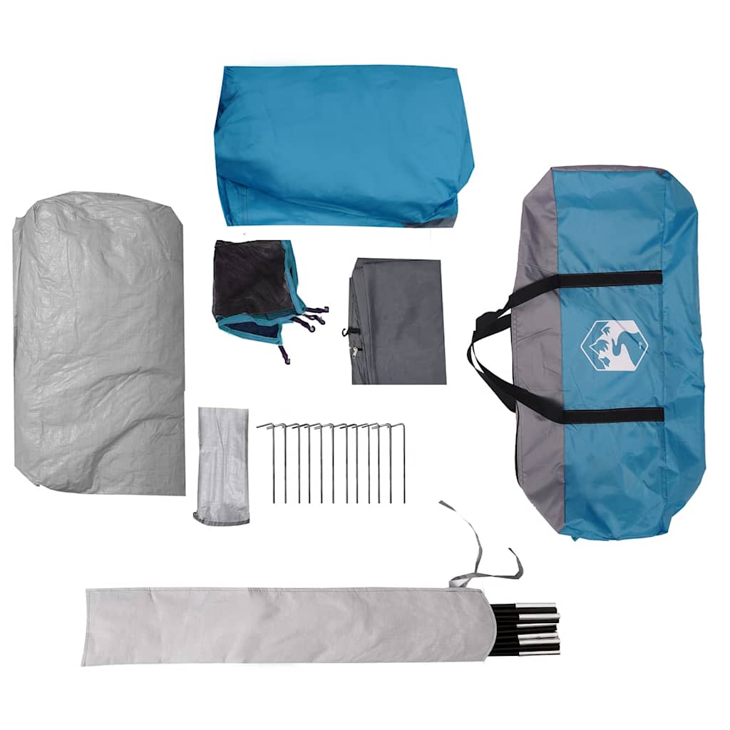 vidaXL Family Tent Tunnel 8-Person Blue Waterproof